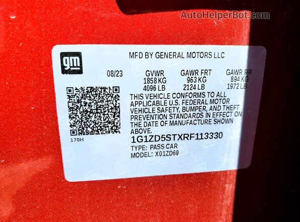 1G1ZD5STXRF113330 2024 CHEVROLET MALIBU Красный Вид подкапотного пространства