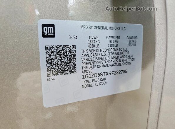 1G1ZD5STXRF232785 2024 CHEVROLET MALIBU Tan Vista del compartimento del motor