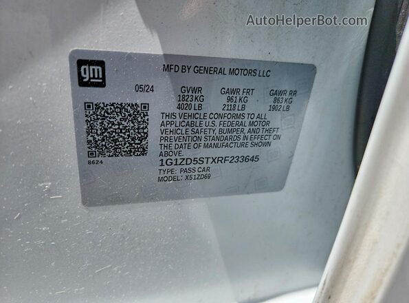 1G1ZD5STXRF233645 2024 CHEVROLET MALIBU White Вид підкапотного простору
