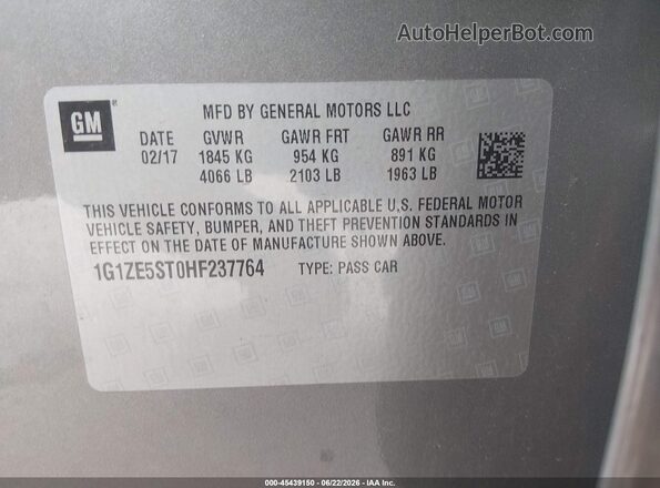 1G1ZE5ST0HF237764 2017 CHEVROLET MALIBU Gray Vista del compartimento del motor