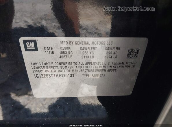 1G1ZE5ST1HF175131 2017 CHEVROLET MALIBU Black Շարժիչի բաժամունքի տեսք