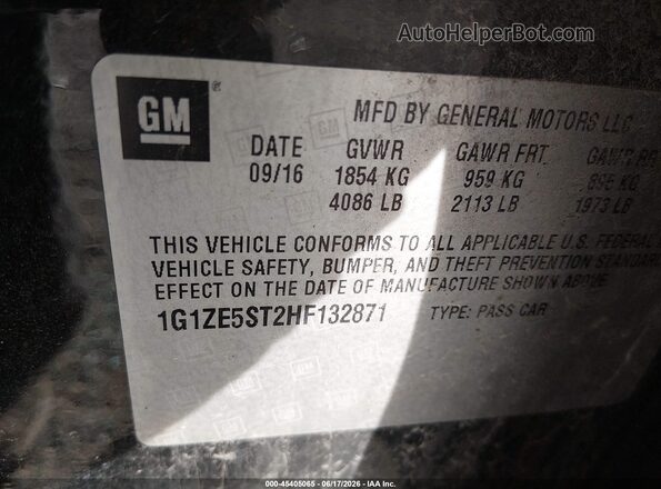 1G1ZE5ST2HF132871 2017 CHEVROLET MALIBU Black ძრავის განყოფილების ხედი