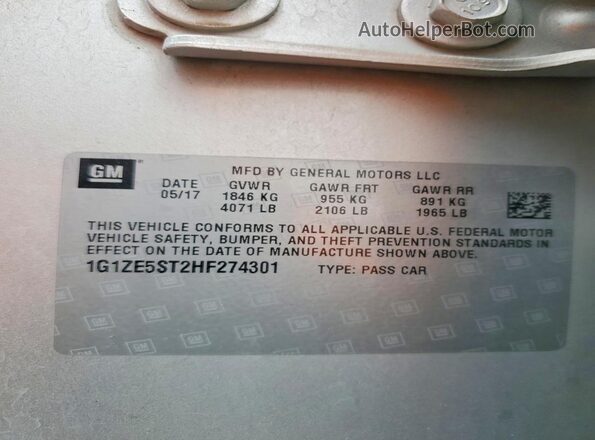 1G1ZE5ST2HF274301 2017 CHEVROLET MALIBU Silver Engine compartment view