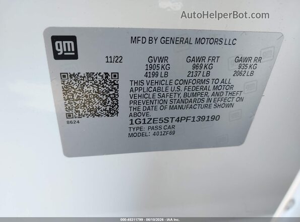 1G1ZE5ST4PF139190 2023 CHEVROLET MALIBU White Вид підкапотного простору