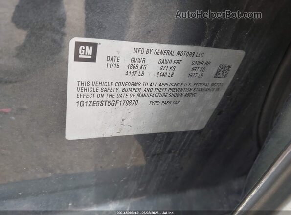 1G1ZE5ST5GF170870 2016 CHEVROLET MALIBU Gray Engine compartment view