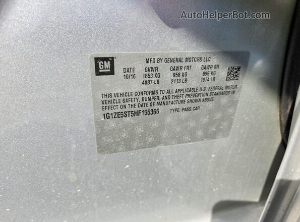 1G1ZE5ST5HF155366 2017 CHEVROLET MALIBU Silver 