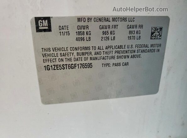 1G1ZE5ST6GF176595 2016 CHEVROLET MALIBU White 
