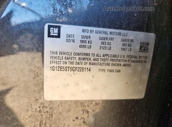 1G1ZE5ST6GF228114 2016 CHEVROLET MALIBU Charcoal Engine compartment view