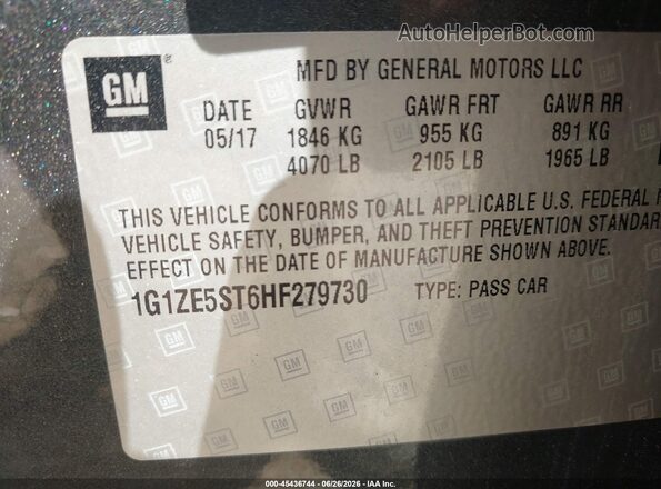 1G1ZE5ST6HF279730 2017 CHEVROLET MALIBU Gray Widok komory silnika