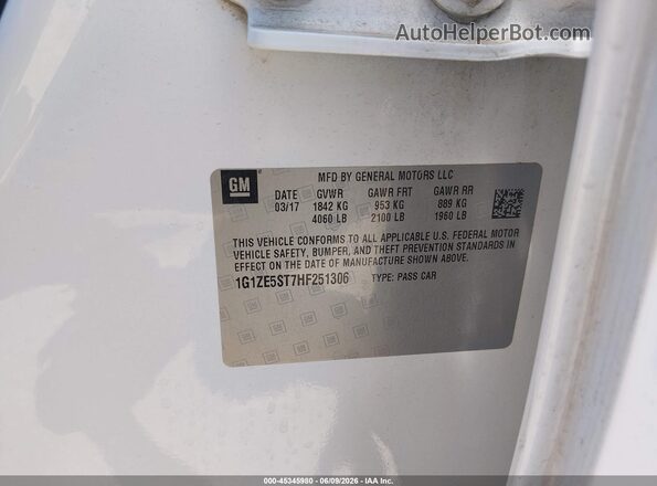 1G1ZE5ST7HF251306 2017 CHEVROLET MALIBU White Вид підкапотного простору
