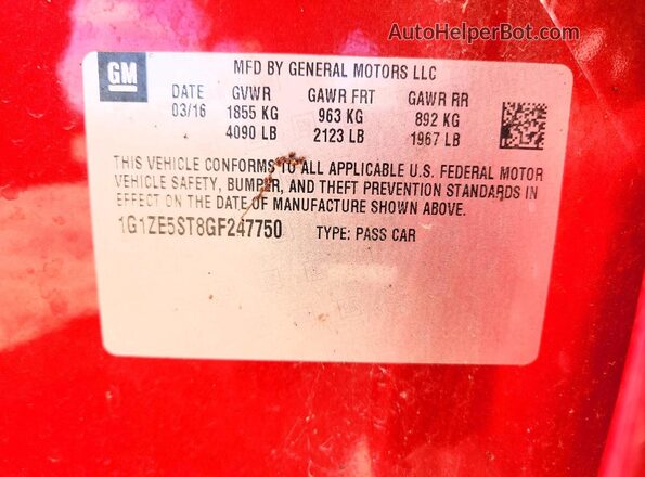 1G1ZE5ST8GF247750 2016 CHEVROLET MALIBU Red 