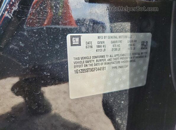 1G1ZE5ST9GF344181 2016 CHEVROLET MALIBU Black ძრავის განყოფილების ხედი