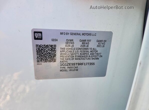 1G1ZE5ST9RF177355 2024 CHEVROLET MALIBU White 