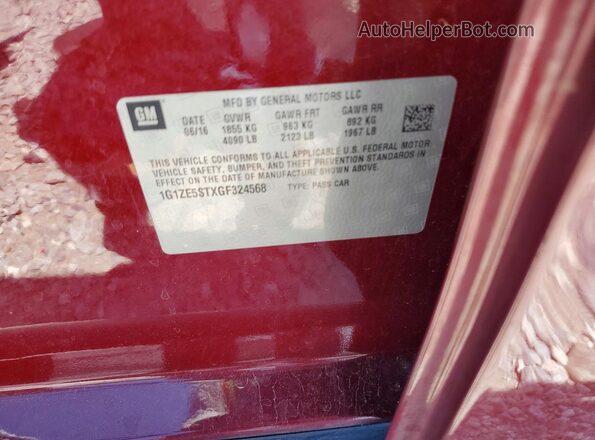1G1ZE5STXGF324568 2016 CHEVROLET MALIBU Burgundy 
