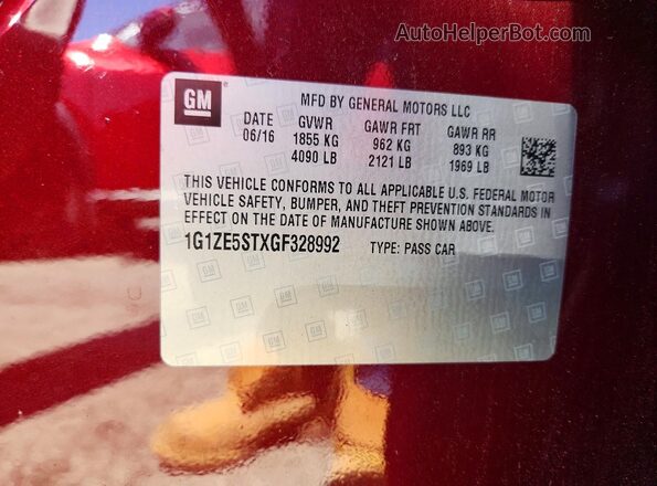 1G1ZE5STXGF328992 2016 CHEVROLET MALIBU Maroon Widok komory silnika