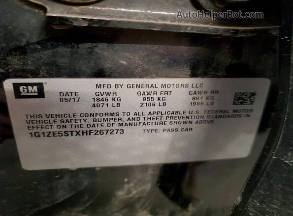 1G1ZE5STXHF267273 2017 CHEVROLET MALIBU Black ძრავის განყოფილების ხედი