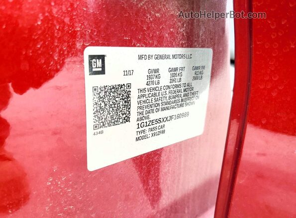 1G1ZE5SXXJF160989 2018 CHEVROLET MALIBU Red VIN կոդի պիտակի տեսք
