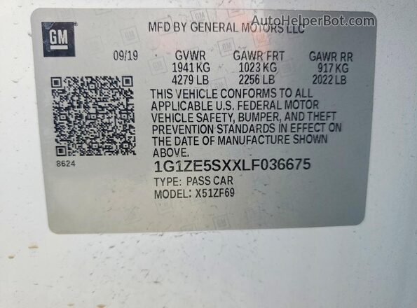 1G1ZE5SXXLF036675 2020 CHEVROLET MALIBU White 