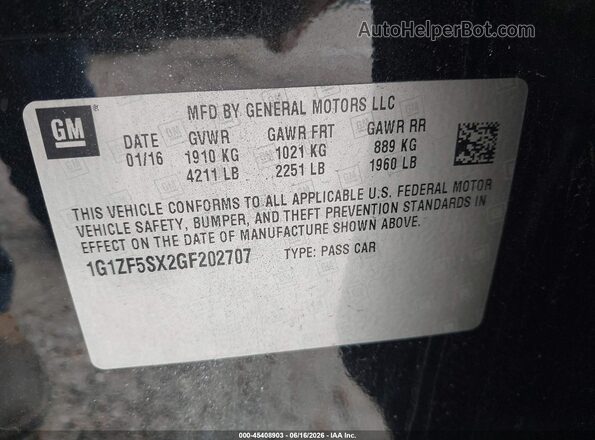 1G1ZF5SX2GF202707 2016 CHEVROLET MALIBU Brown Engine compartment view