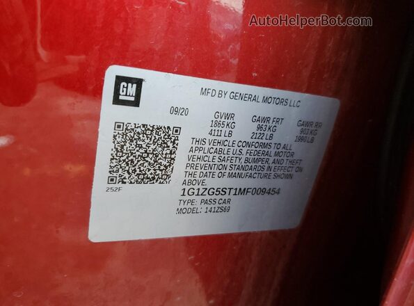 1G1ZG5ST1MF009454 2021 CHEVROLET MALIBU Red Vista del compartimento del motor