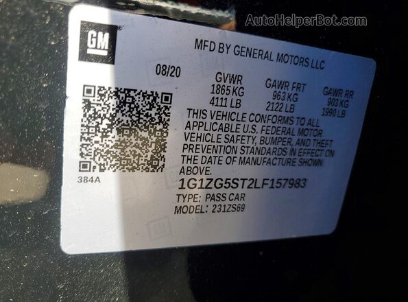 1G1ZG5ST2LF157983 2020 CHEVROLET MALIBU Black Engine compartment view