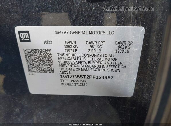 1G1ZG5ST2PF124987 2023 CHEVROLET MALIBU Черный Вид подкапотного пространства
