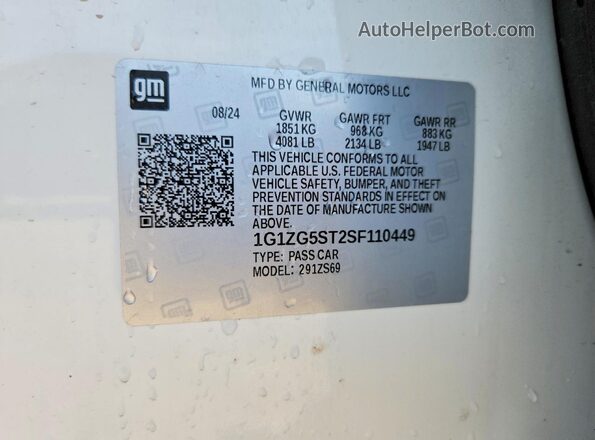 1G1ZG5ST2SF110449 2025 CHEVROLET MALIBU White Engine compartment view