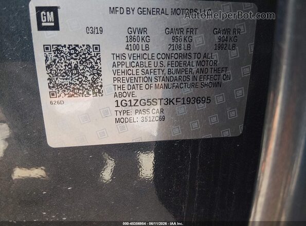 1G1ZG5ST3KF193695 2019 CHEVROLET MALIBU Зеленый Вид подкапотного пространства