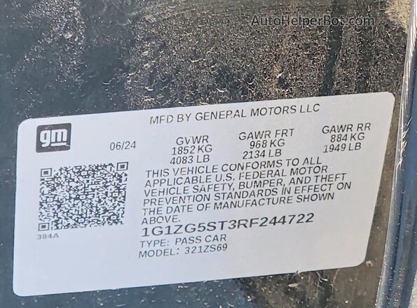1G1ZG5ST3RF244722 2024 CHEVROLET MALIBU Черный Вид подкапотного пространства