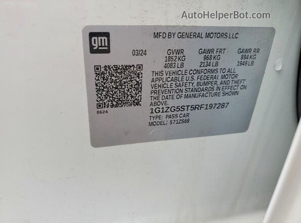 1G1ZG5ST5RF197287 2024 CHEVROLET MALIBU White Вид наклейки з VIN-кодом