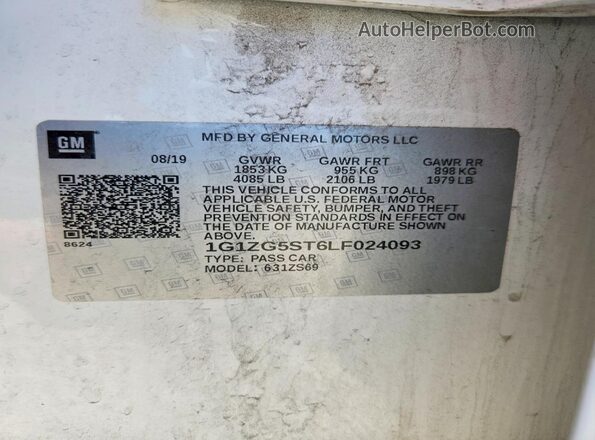 1G1ZG5ST6LF024093 2020 CHEVROLET MALIBU White Engine compartment view