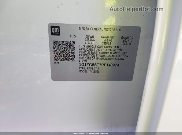 1G1ZG5ST7PF140974 2023 CHEVROLET MALIBU White Engine compartment view