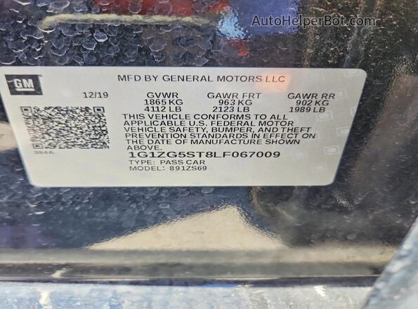 1G1ZG5ST8LF067009 2020 CHEVROLET MALIBU Black 