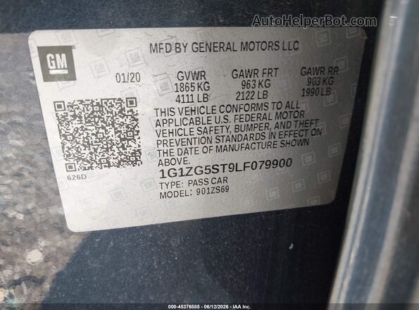 1G1ZG5ST9LF079900 2020 CHEVROLET MALIBU Gray Widok komory silnika