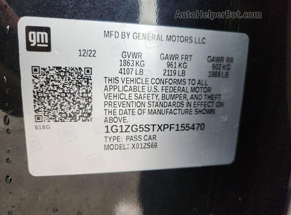 1G1ZG5STXPF155470 2023 CHEVROLET MALIBU Black VIN sticker view