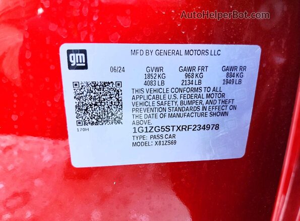 1G1ZG5STXRF234978 2024 CHEVROLET MALIBU Red ძრავის განყოფილების ხედი