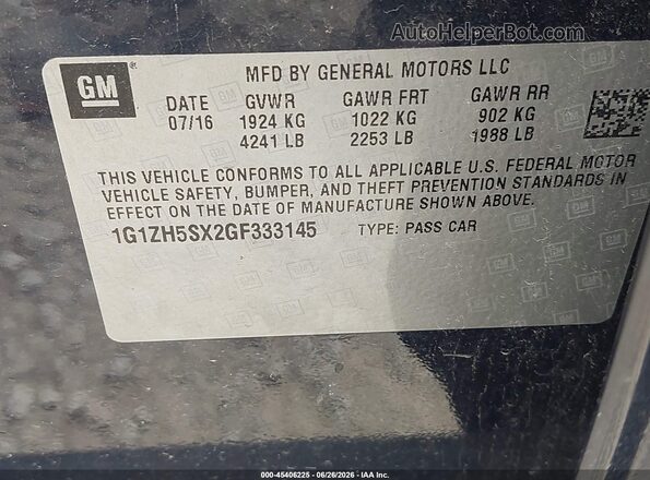 1G1ZH5SX2GF333145 2016 CHEVROLET MALIBU Синий Вид подкапотного пространства