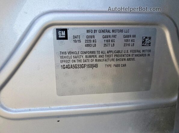1G4GA5G33GF160949 2016 BUICK LACROSSE Silver 