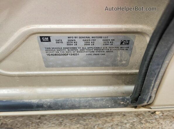 1G4GB5G30GF124231 2016 BUICK LACROSSE Beige ძრავის განყოფილების ხედი