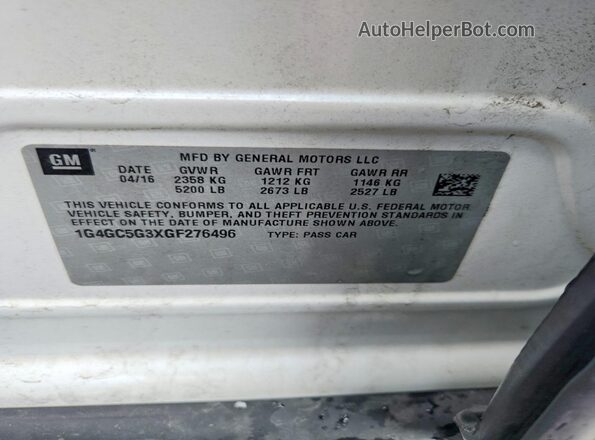 1G4GC5G3XGF276496 2016 BUICK LACROSSE Beige Engine compartment view