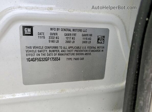 1G4GF5G32GF175654 2016 BUICK LACROSSE White Vista del compartimento del motor