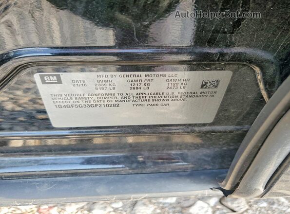 1G4GF5G33GF210282 2016 BUICK LACROSSE Black ძრავის განყოფილების ხედი