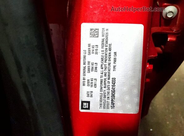 1G4PP5SK5G4164333 2016 BUICK VERANO Red Engine compartment view