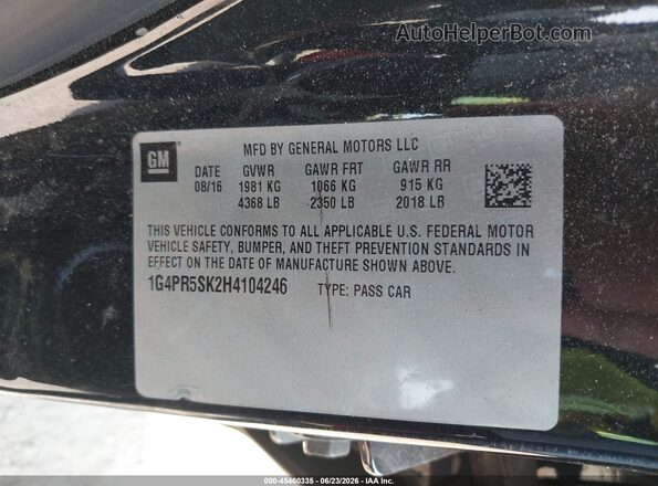 1G4PR5SK2H4104246 2017 BUICK VERANO Black Engine compartment view