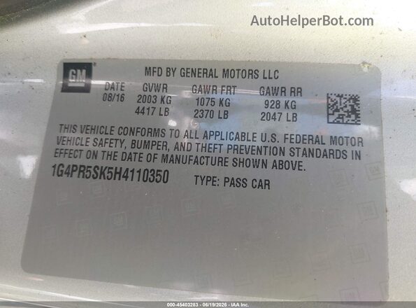 1G4PR5SK5H4110350 2017 BUICK VERANO Gray Engine compartment view