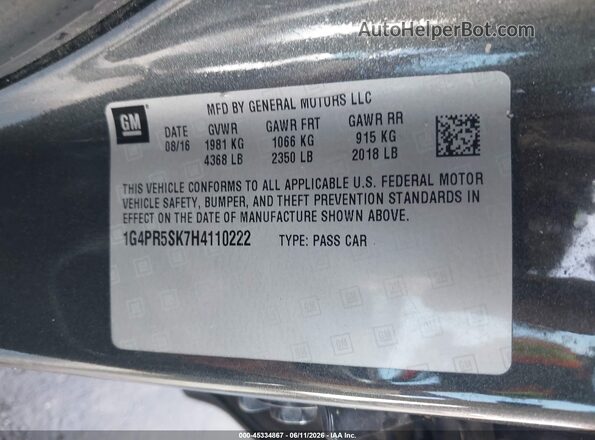 1G4PR5SK7H4110222 2017 BUICK VERANO Gray Вид підкапотного простору