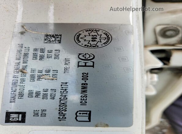 1G4PS5SK7G4154174 2016 BUICK VERANO White ძრავის განყოფილების ხედი