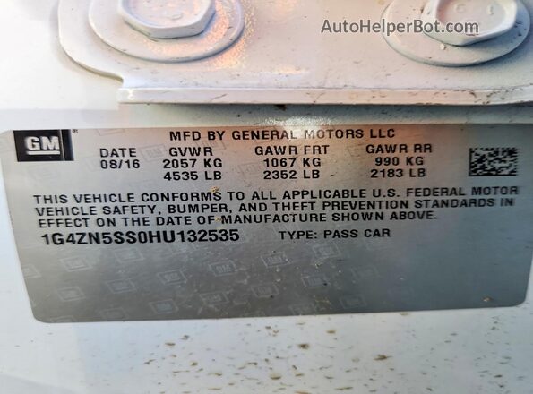 1G4ZN5SS0HU132535 2017 BUICK LACROSSE White Engine compartment view