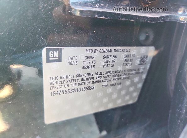 1G4ZN5SS2HU156593 2017 BUICK LACROSSE Green Vista del compartimento del motor