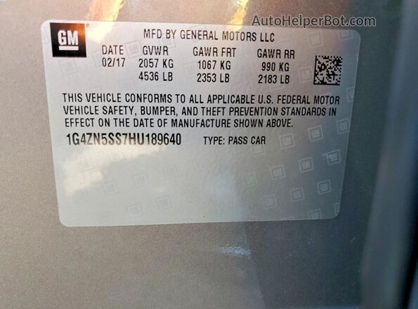 1G4ZN5SS7HU189640 2017 BUICK LACROSSE Gray Շարժիչի բաժամունքի տեսք